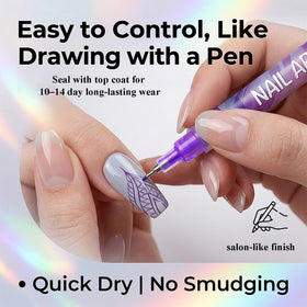 Gorvalin nail art pens on a table with nail designs