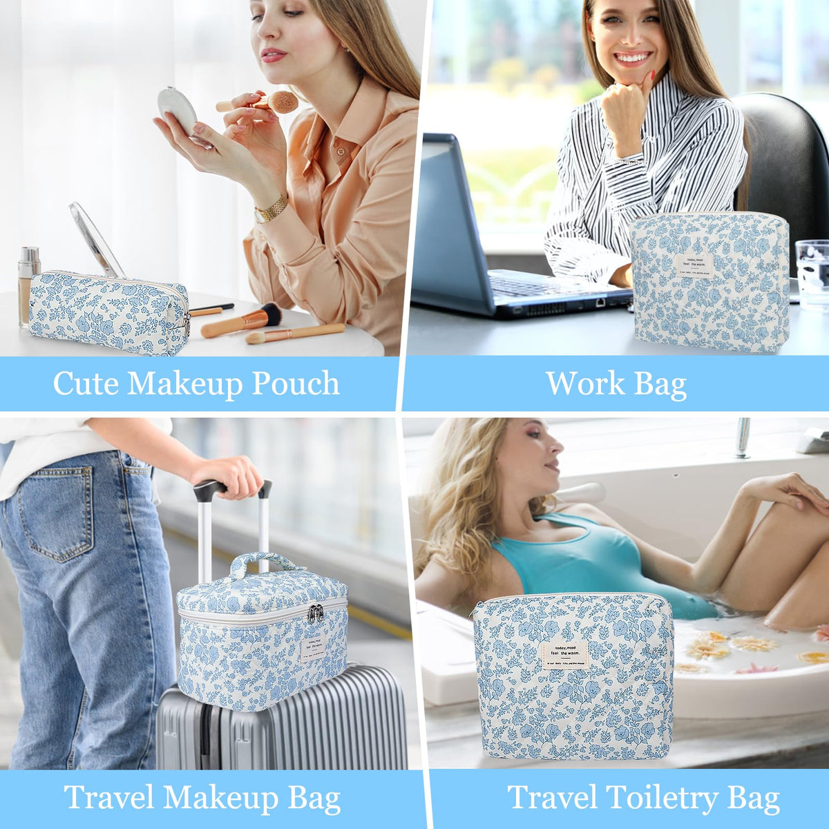 Gosect Makeup Bag Set displayed with cosmetics inside