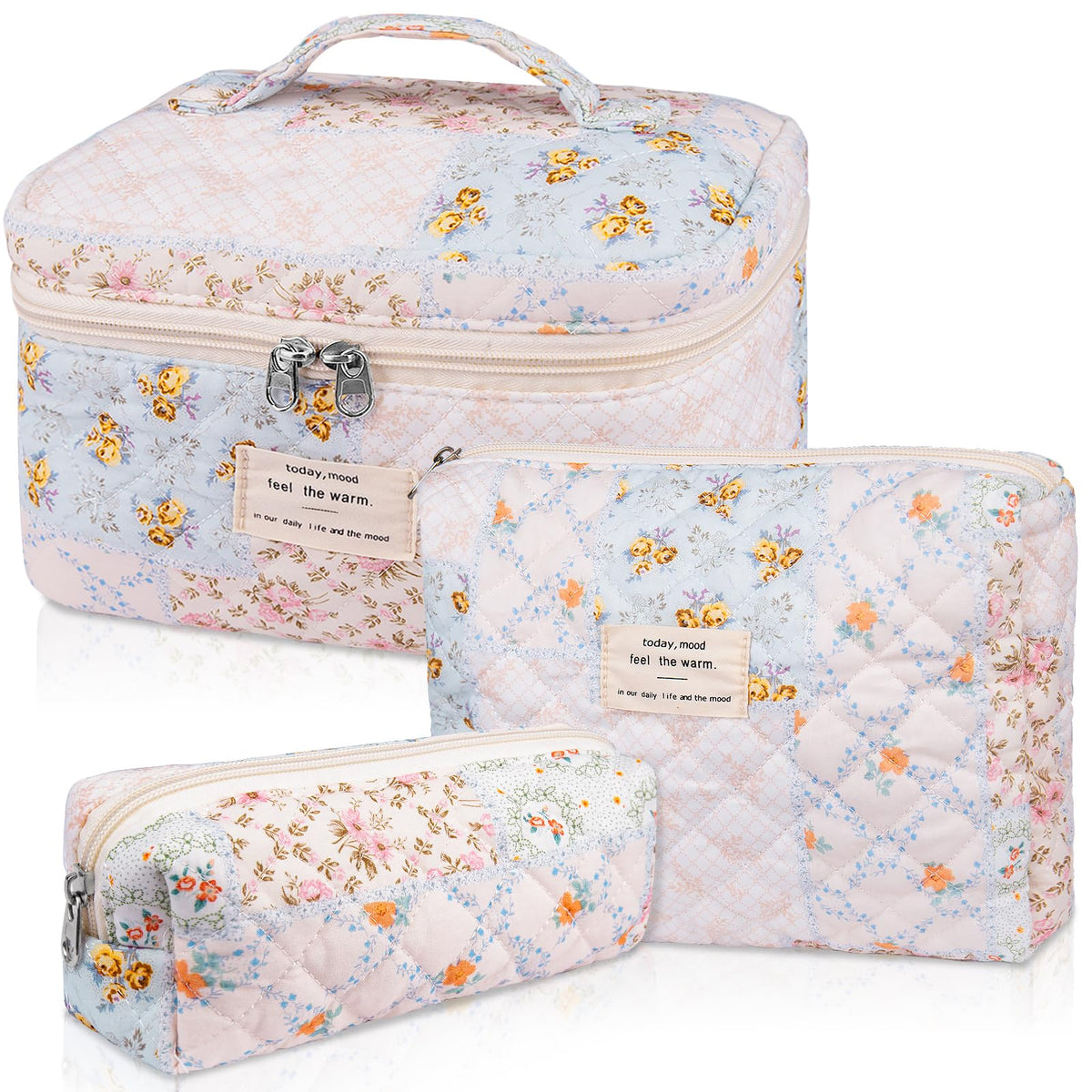 Gosect Makeup Bag Set large floral design front view