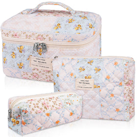 Gosect Makeup Bag Set large floral design front view