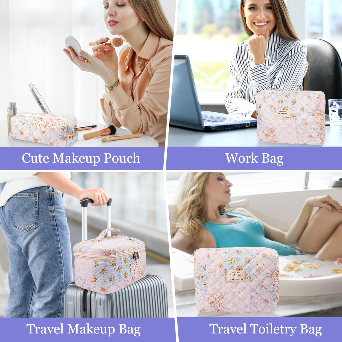 Gosect Makeup Bag Set on a vanity with makeup products