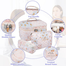 Gosect Makeup Bag Set small floral bag close-up