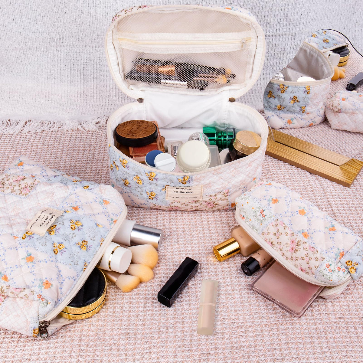 Gosect Makeup Bag Set with cosmetics inside for travel