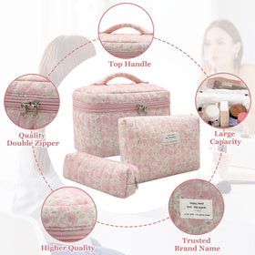Gosect medium floral makeup bag, side view