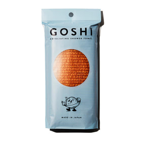GOSHI Exfoliating Shower Towel in orange, front view