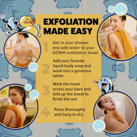 GOSHI Exfoliating Shower Towel packaging display