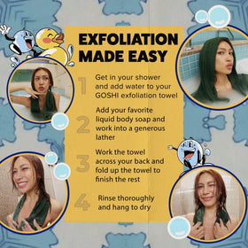 GOSHI Exfoliating Shower Towel packaging front view