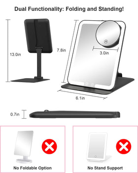 Gospire Makeup Mirror showing 10X magnification feature