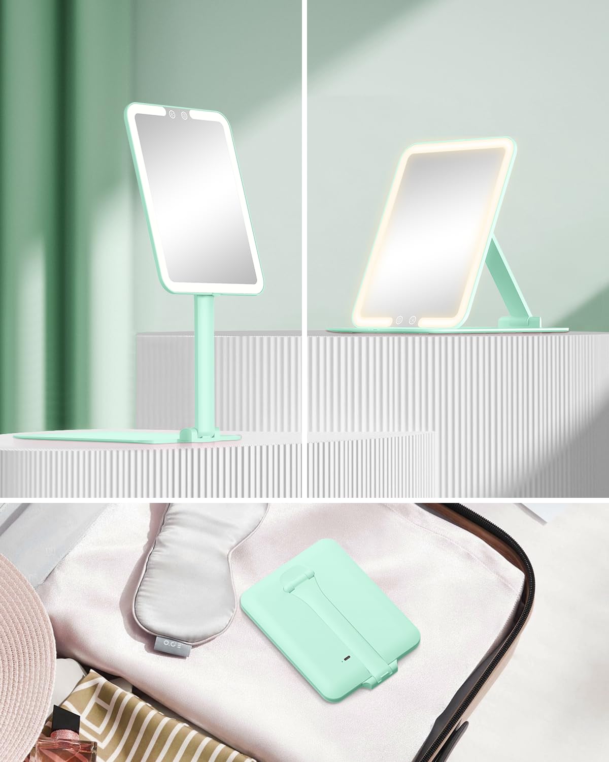 Gospire Travel Makeup Mirror being used in a travel setting