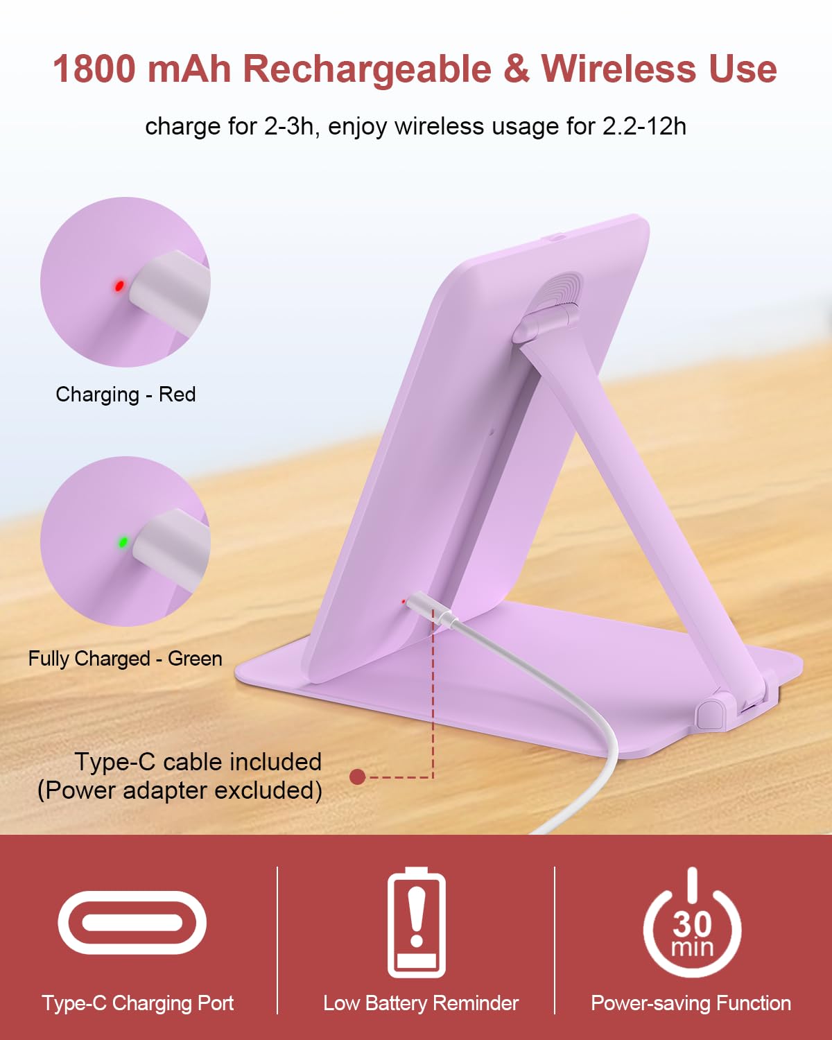 Gospire Travel Makeup Mirror demonstrating different light modes