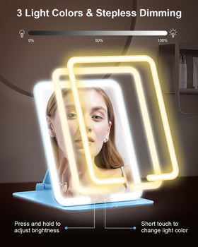 Gospire Travel Makeup Mirror displaying warm light setting