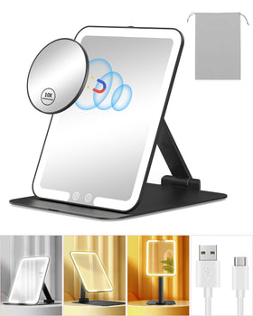 Gospire Travel Makeup Mirror front view with LED lights