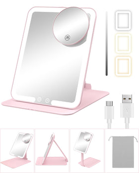 Gospire Travel Makeup Mirror front view with lights