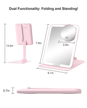 Gospire Travel Makeup Mirror side view showing adjustable stand