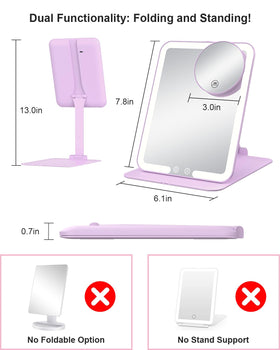 Gospire Travel Makeup Mirror side view showing compact design
