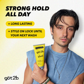 Got2B Glued Styling Spiking Hair Gel applied to hair for spiked look