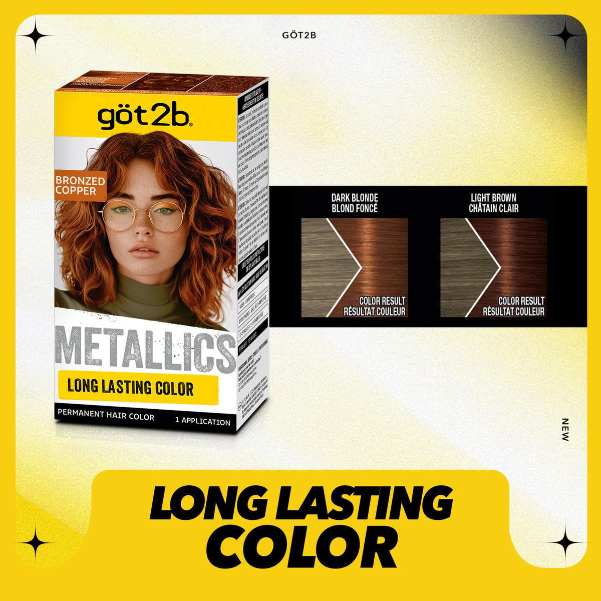 Got2B Metallics Bronzed Copper color cream and developer inside box