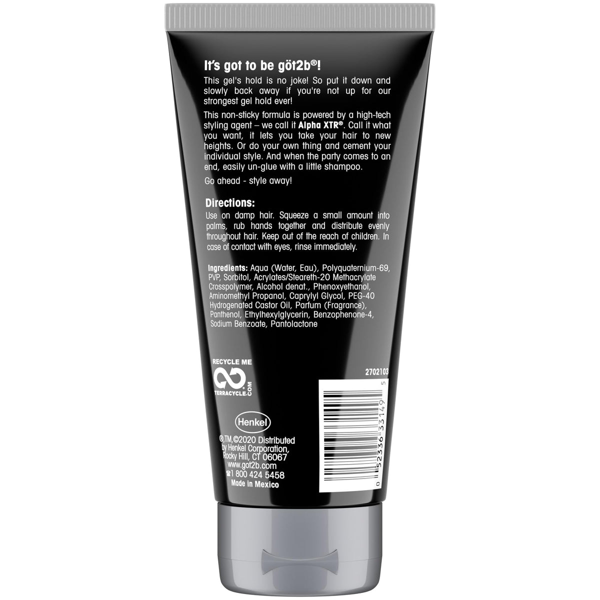Got2B Ultra Glued Hair Gel in a gym bag