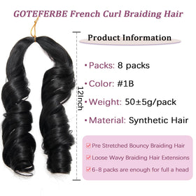GOTEFERBE French Curl Braiding Hair 12 Inch close-up of texture
