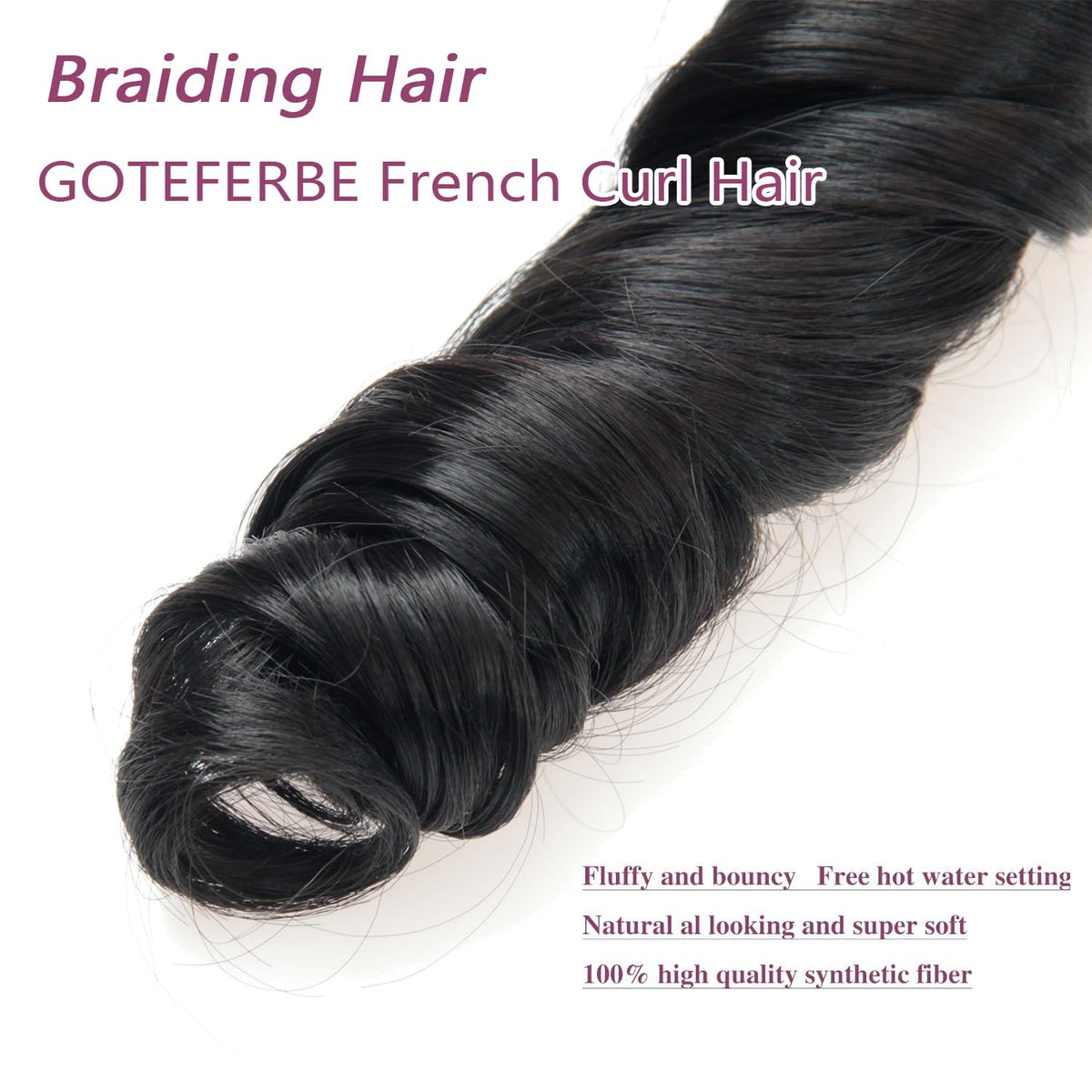 GOTEFERBE French Curl Braiding Hair 12 Inch displayed with accessories
