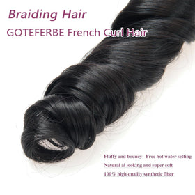 GOTEFERBE French Curl Braiding Hair 12 Inch displayed with accessories