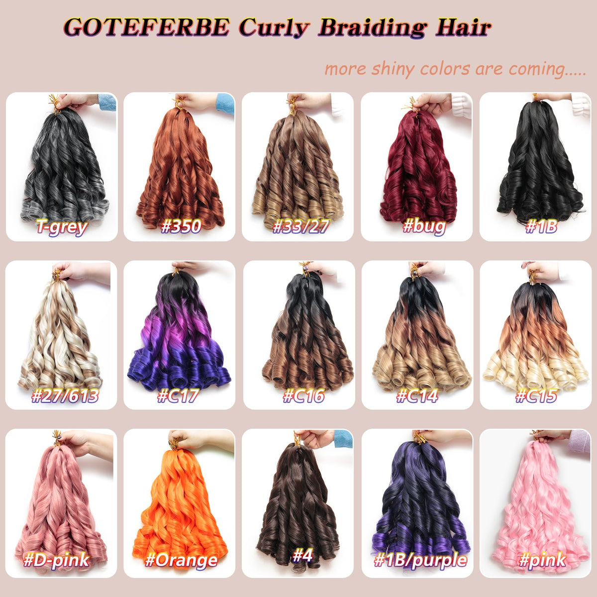 GOTEFERBE French Curl Braiding Hair 12 Inch displayed with other hair accessories
