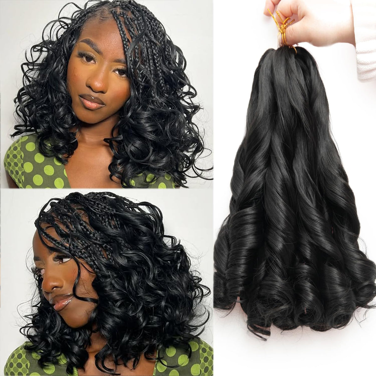 GOTEFERBE French Curl Braiding Hair 12 Inch front view