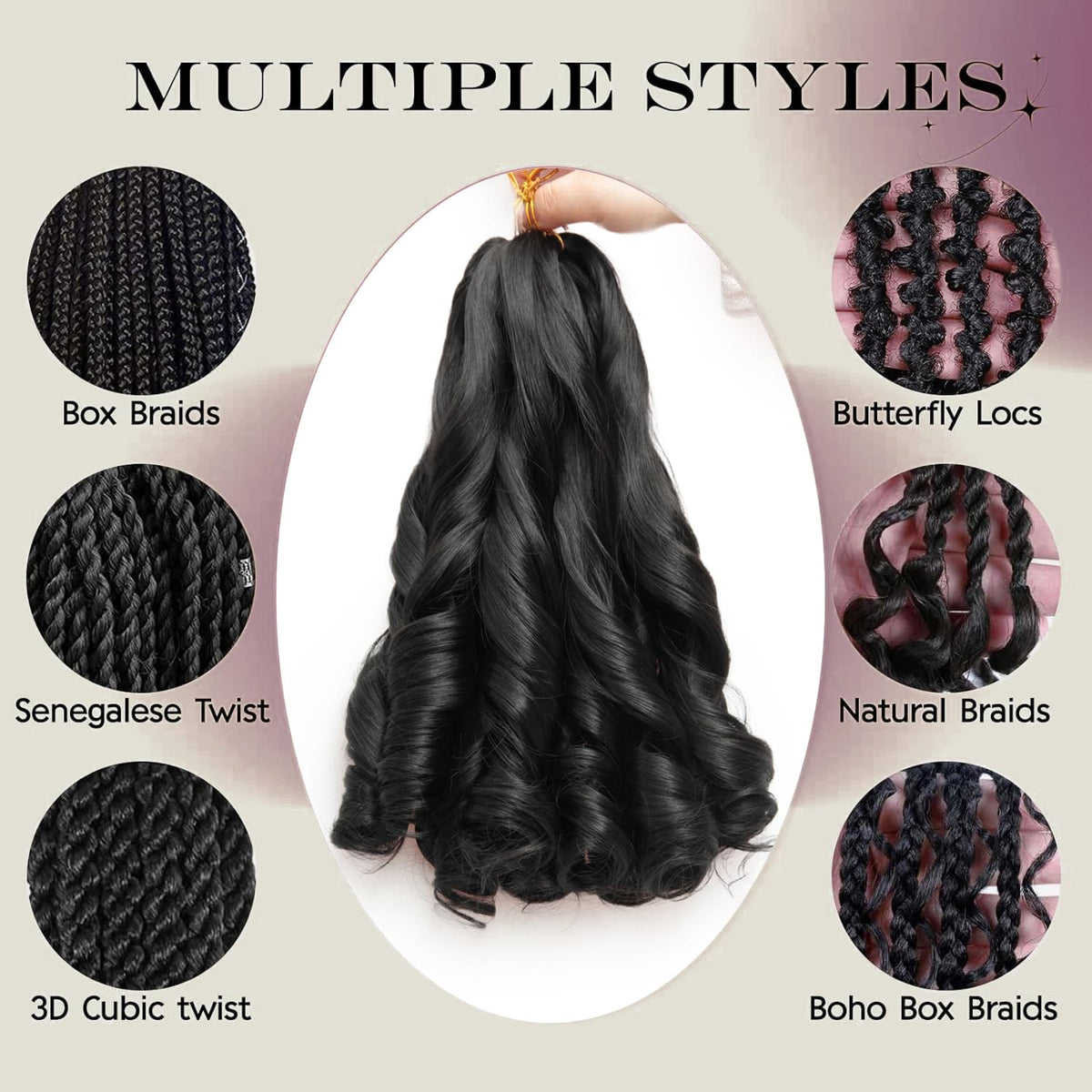 GOTEFERBE French Curl Braiding Hair 12 Inch in natural light