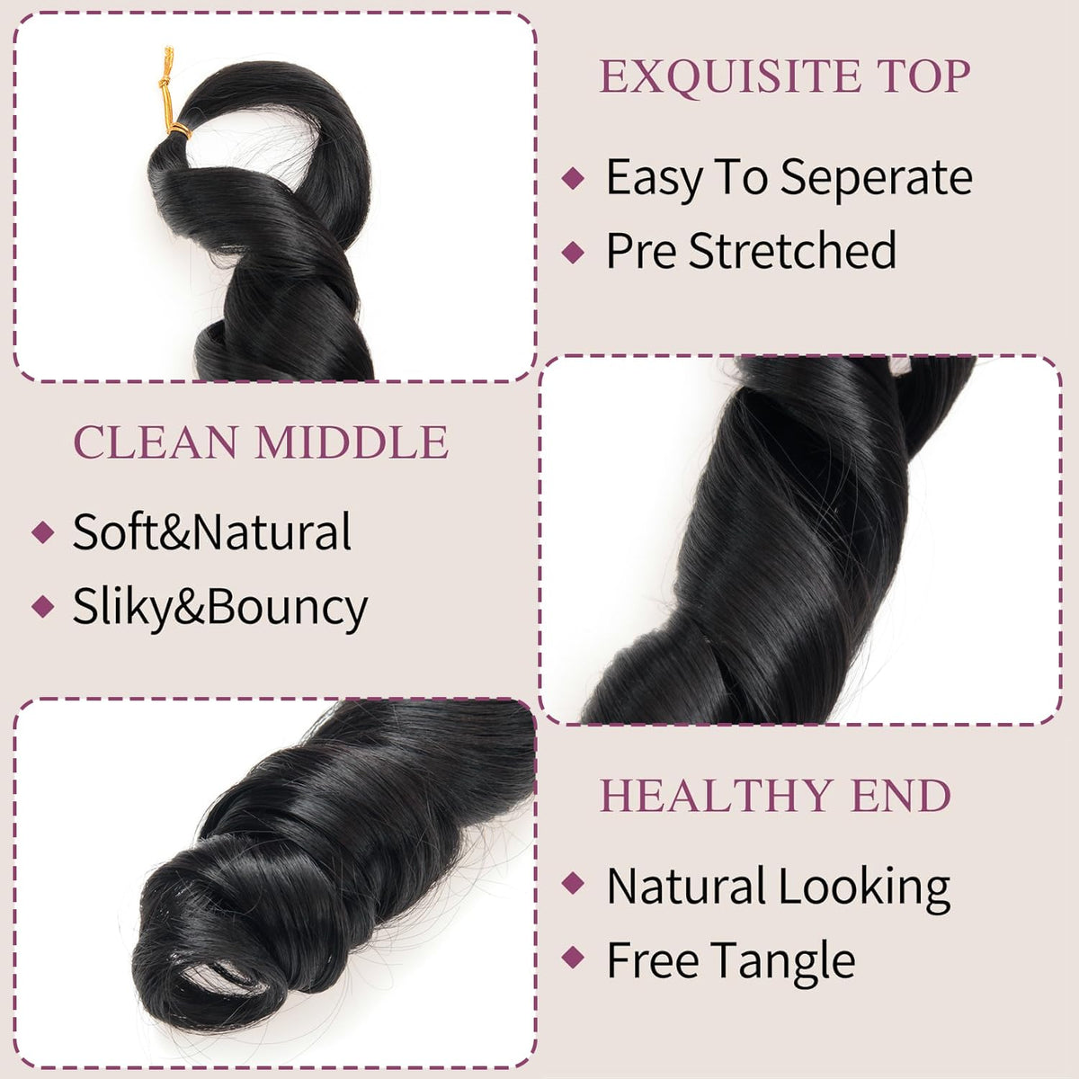 GOTEFERBE French Curl Braiding Hair 12 Inch in various hairstyles