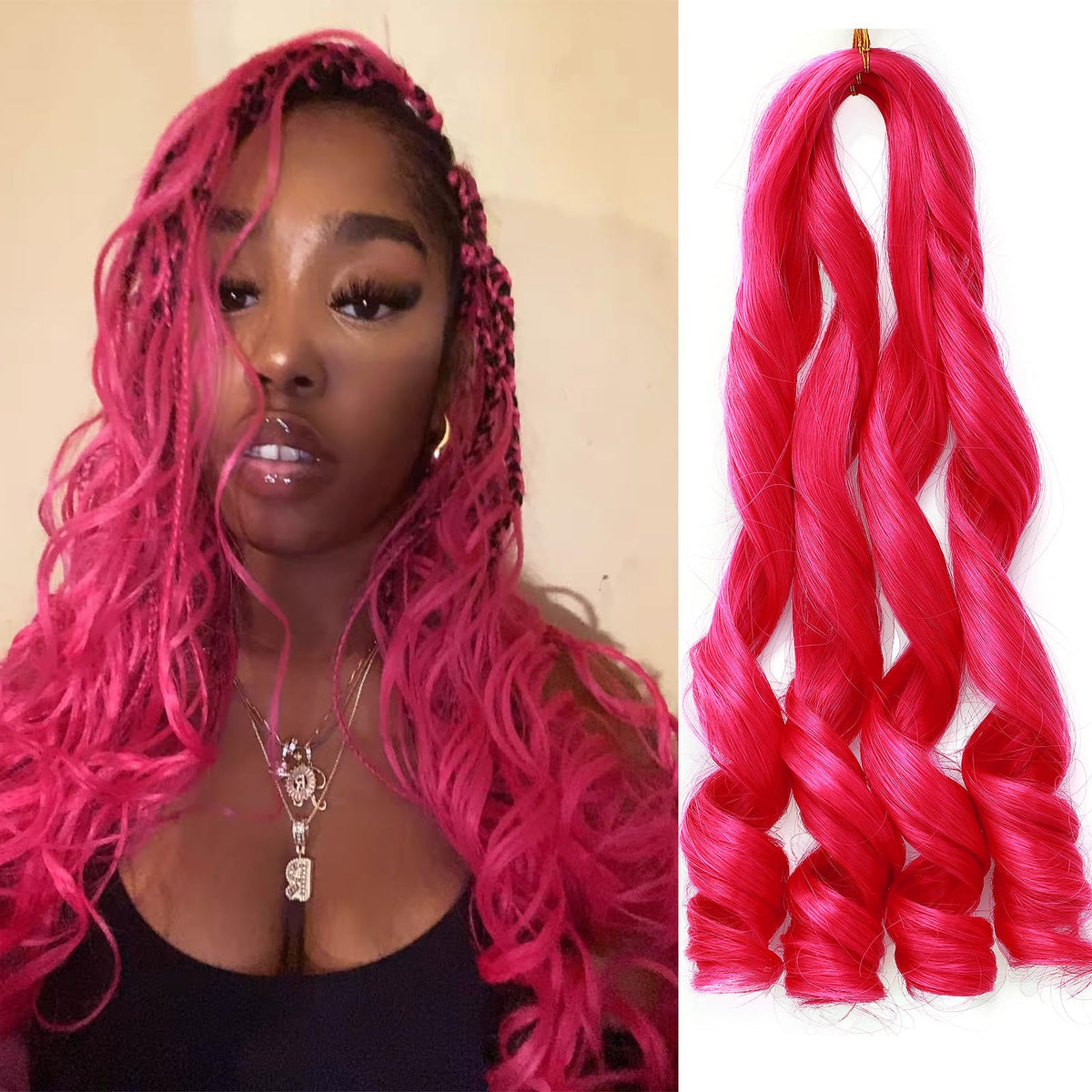 GOTEFERBE French Curl Braiding Hair 12 Inch mulberry colour front view