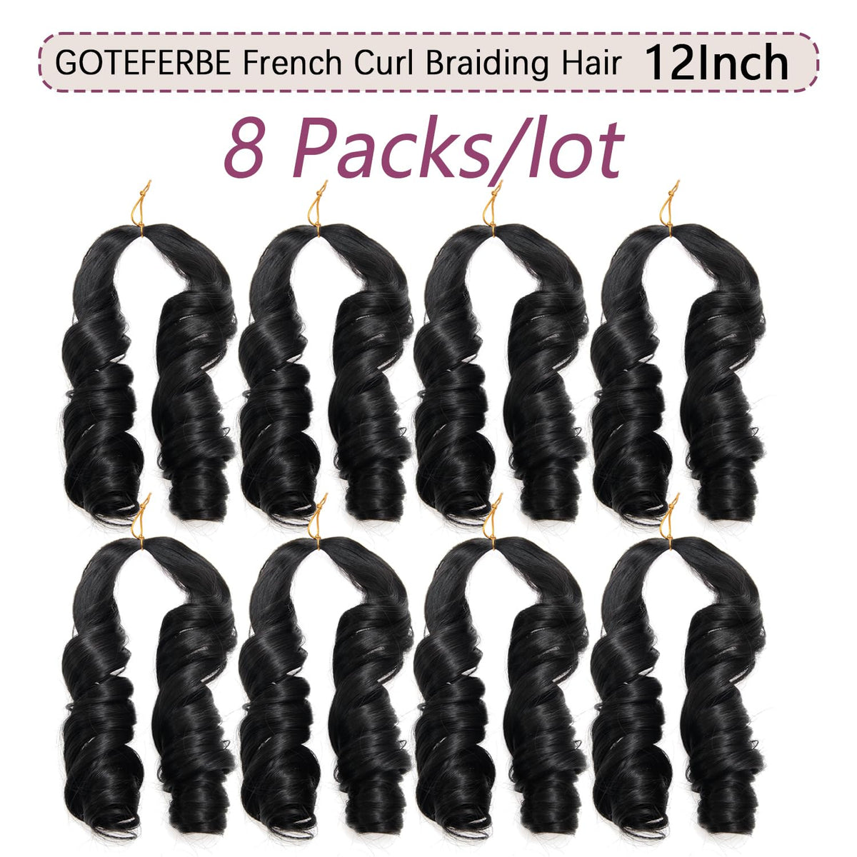 GOTEFERBE French Curl Braiding Hair 12 Inch packaging