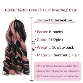 GOTEFERBE French Curl Braiding Hair 12 Inch packaging