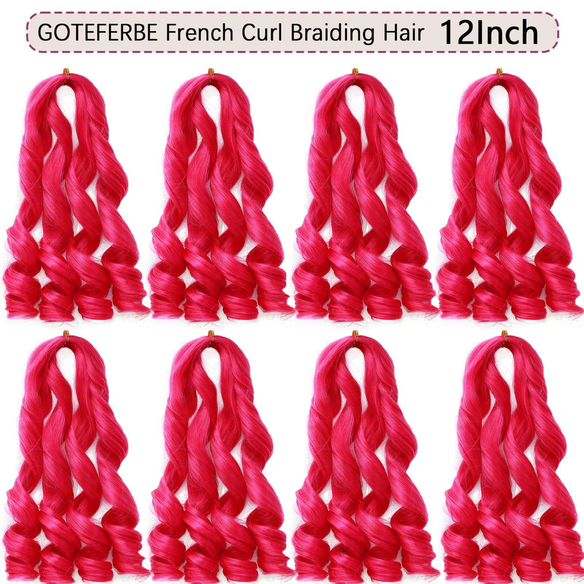 GOTEFERBE French Curl Braiding Hair 12 Inch packaging with 8 packs
