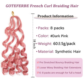 GOTEFERBE French Curl Braiding Hair 18 Inch close-up of curls