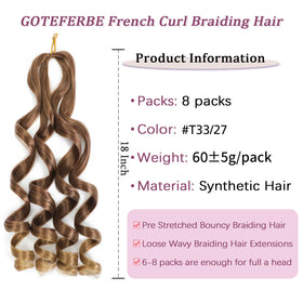 GOTEFERBE French Curl Braiding Hair 18 Inch close-up of texture