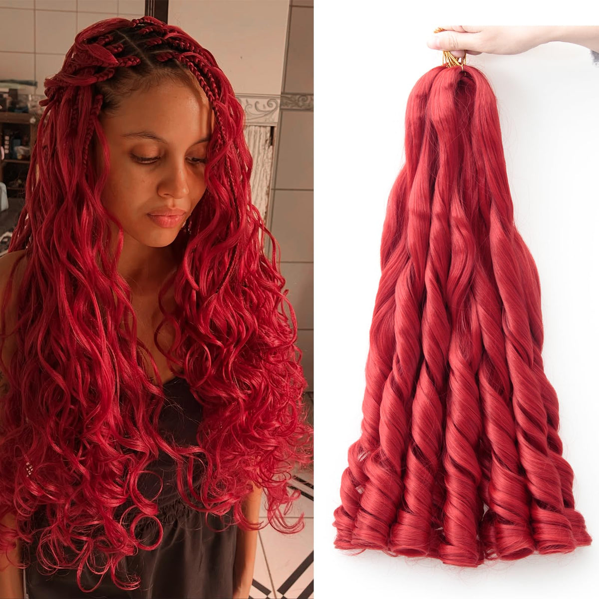 GOTEFERBE French Curl Braiding Hair 18 Inch front view