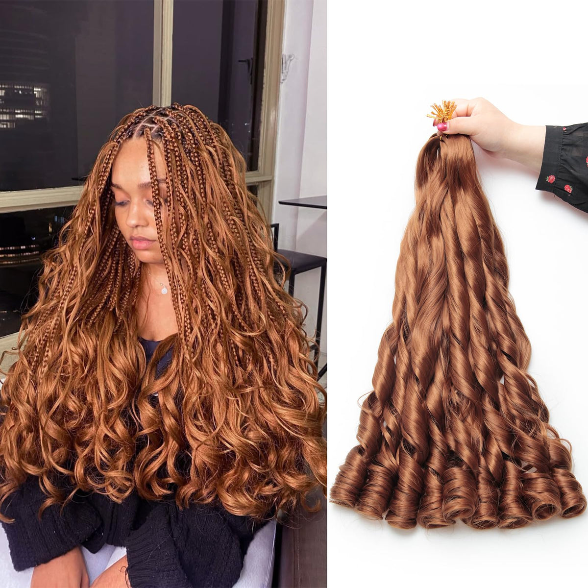 GOTEFERBE French Curl Braiding Hair 18 Inch front view