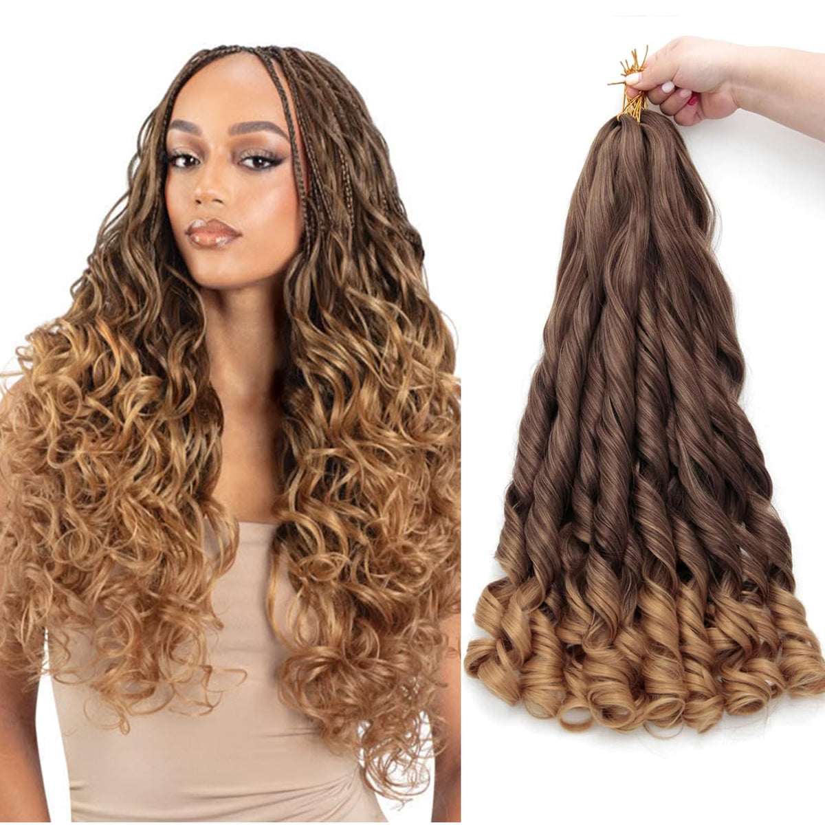 GOTEFERBE French Curl Braiding Hair 18 Inch front view