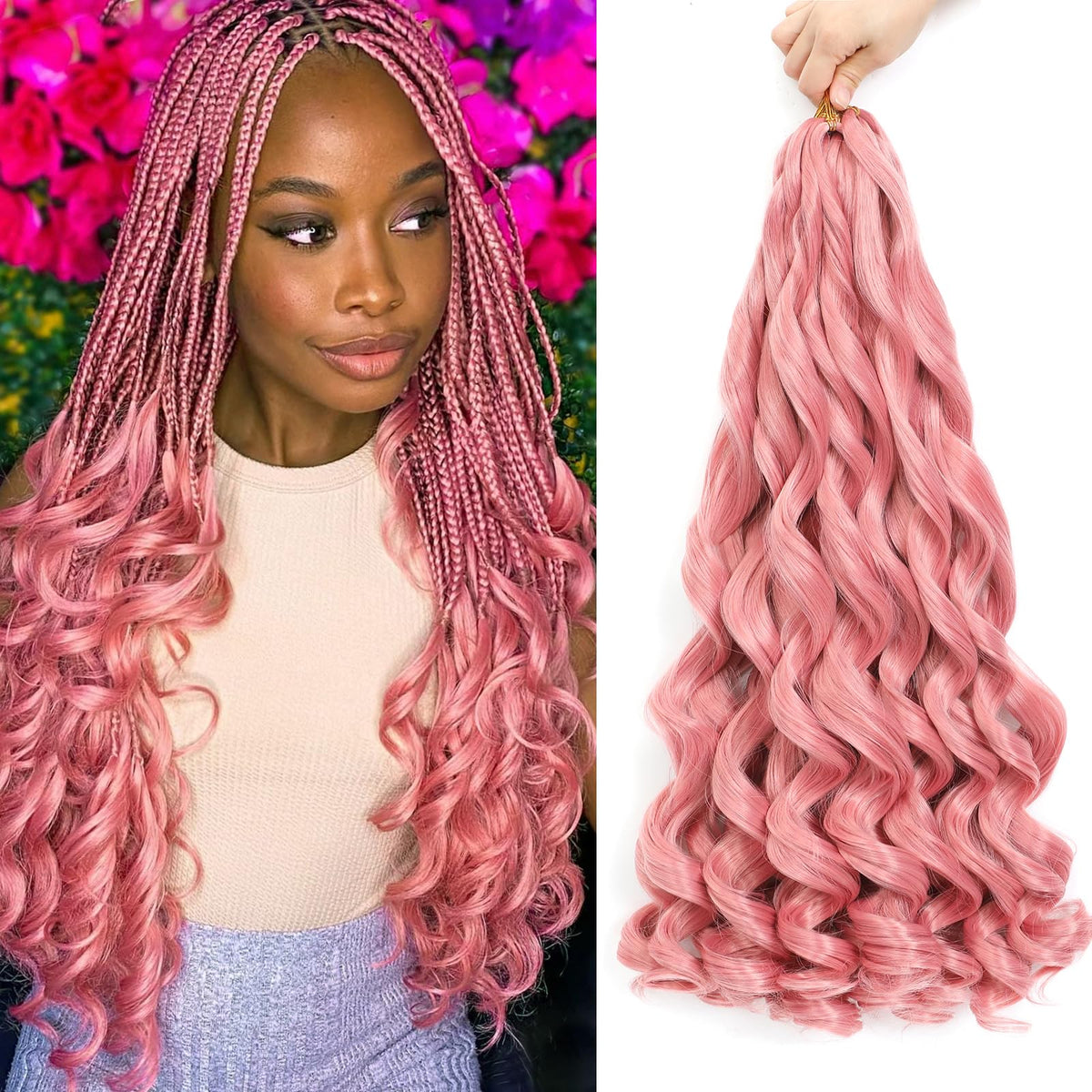 GOTEFERBE French Curl Braiding Hair 18 Inch front view