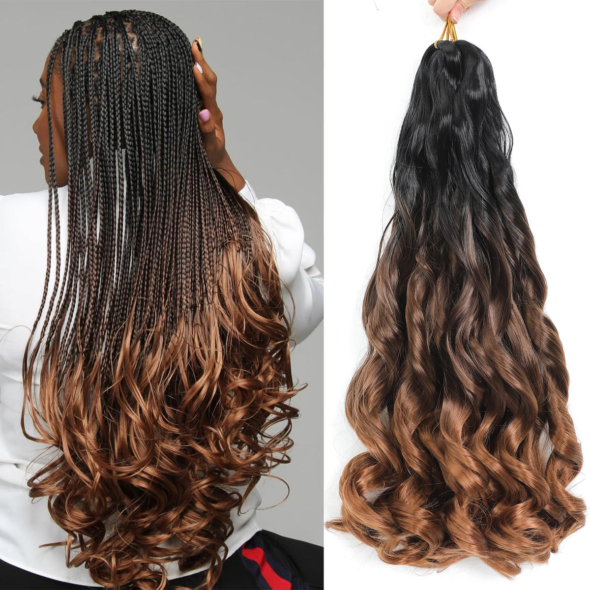 GOTEFERBE French Curl Braiding Hair 18 Inch front view