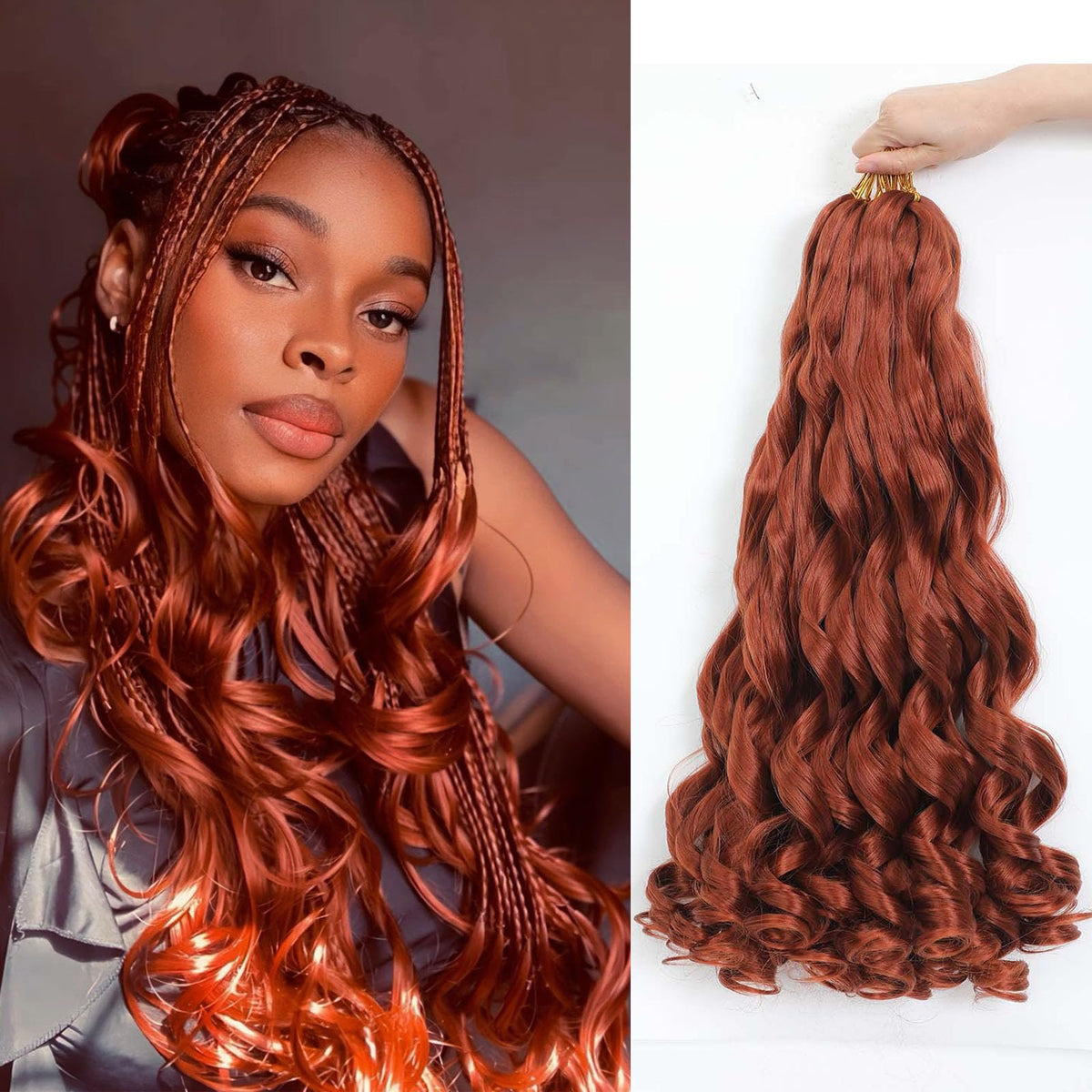 GOTEFERBE French Curl Braiding Hair 18 Inch front view