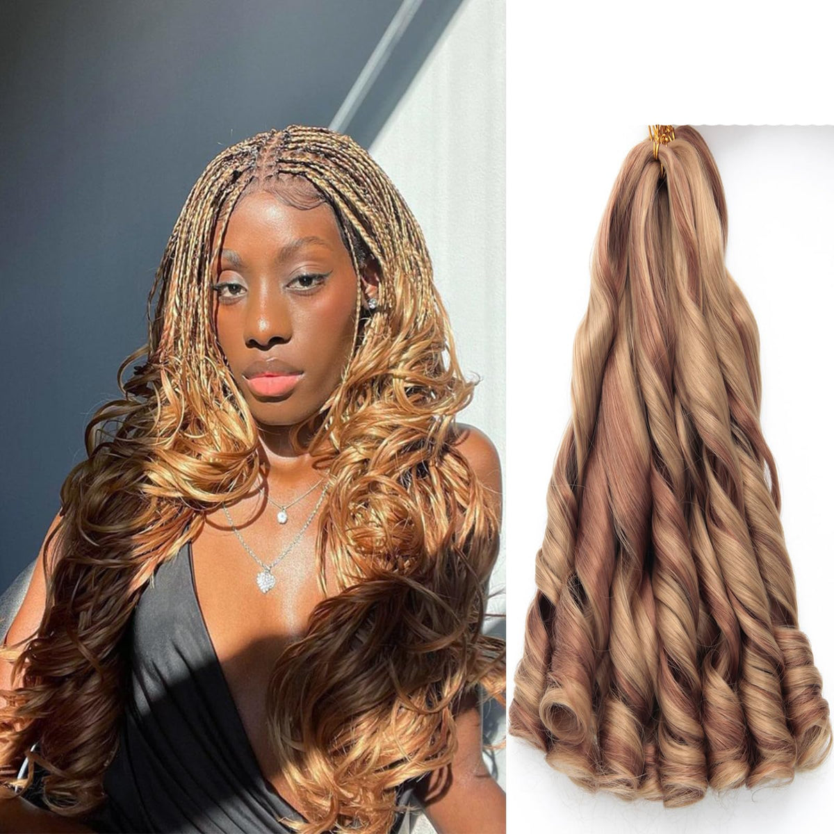 GOTEFERBE French Curl Braiding Hair 18 Inch front view