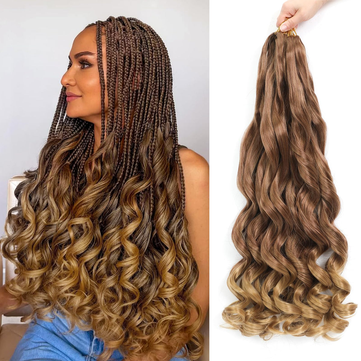 GOTEFERBE French Curl Braiding Hair 18 Inch front view