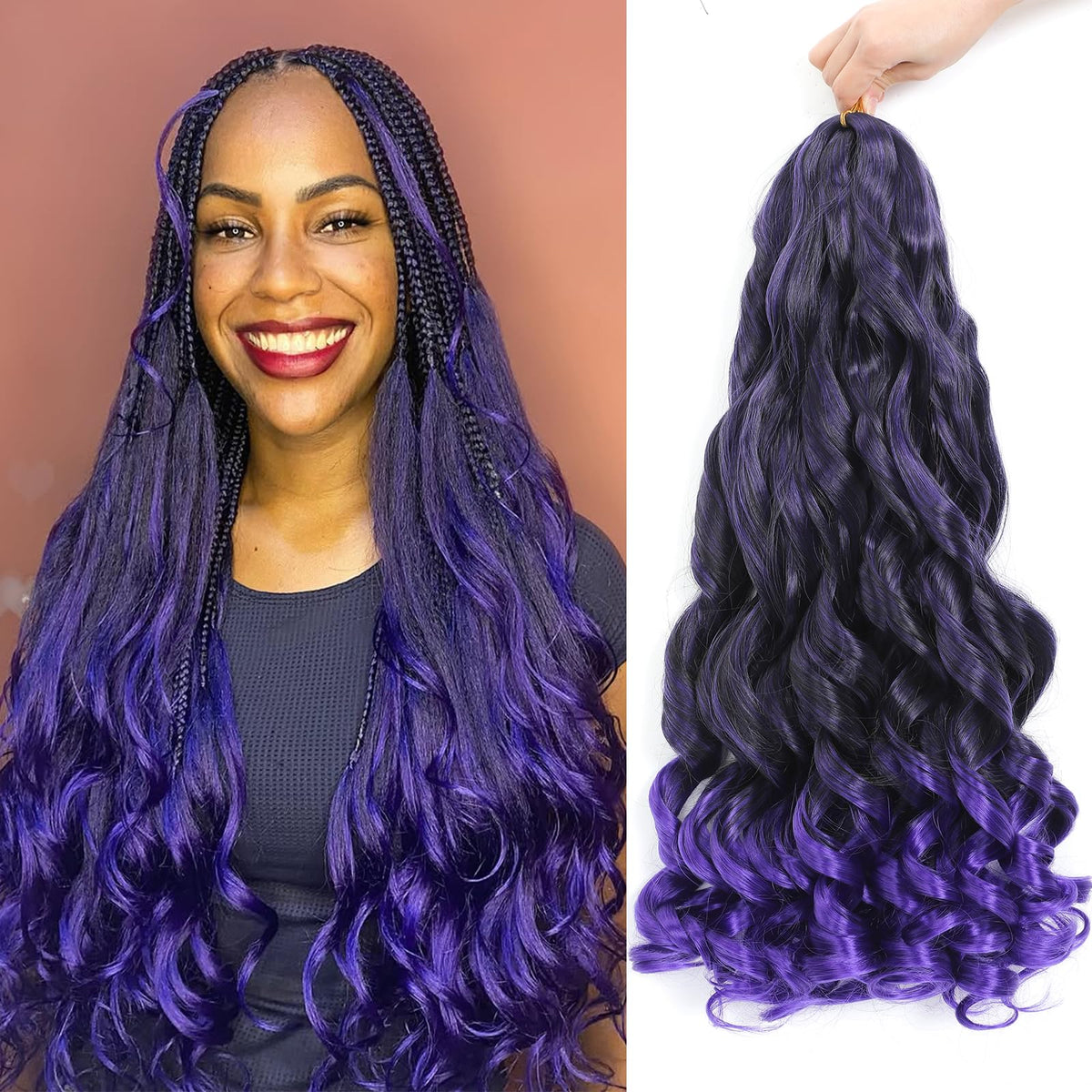 GOTEFERBE French Curl Braiding Hair 18 Inch front view