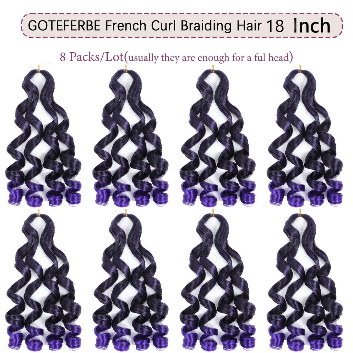 GOTEFERBE French Curl Braiding Hair 18 Inch packaging