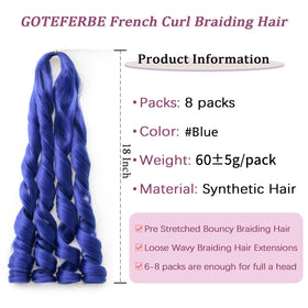 GOTEFERBE French Curl Braiding Hair 18 Inch packaging