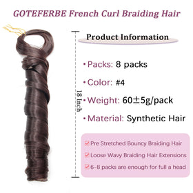 GOTEFERBE French Curl Braiding Hair 18 Inch packaging display