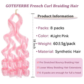 GOTEFERBE French Curl Braiding Hair 18 Inch pre-stretched design