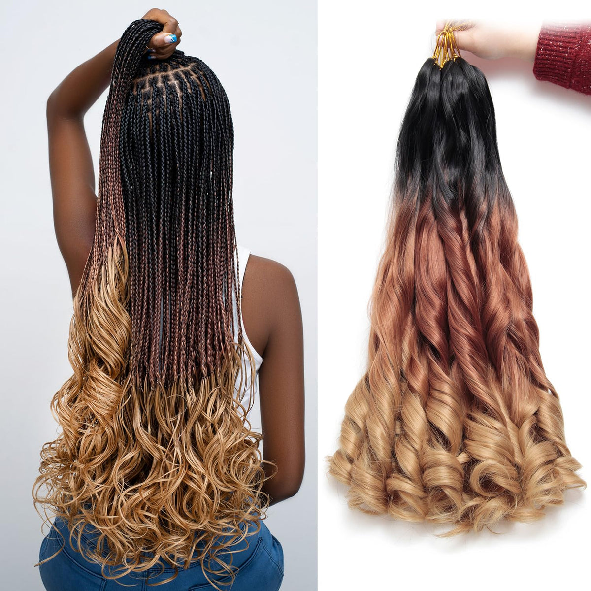 GOTEFERBE French Curl Braiding Hair 24 Inch 8 Packs front view