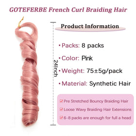 GOTEFERBE French Curl Braiding Hair 24 Inch close-up of curls